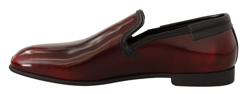 Dolce & Gabbana Bordeaux Patent Leather Dress Loafers Shoes